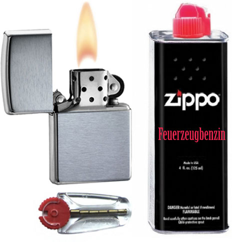 Zippo Lighter antivento : Zippo originale (con benzina e pietrine di  ricambio)